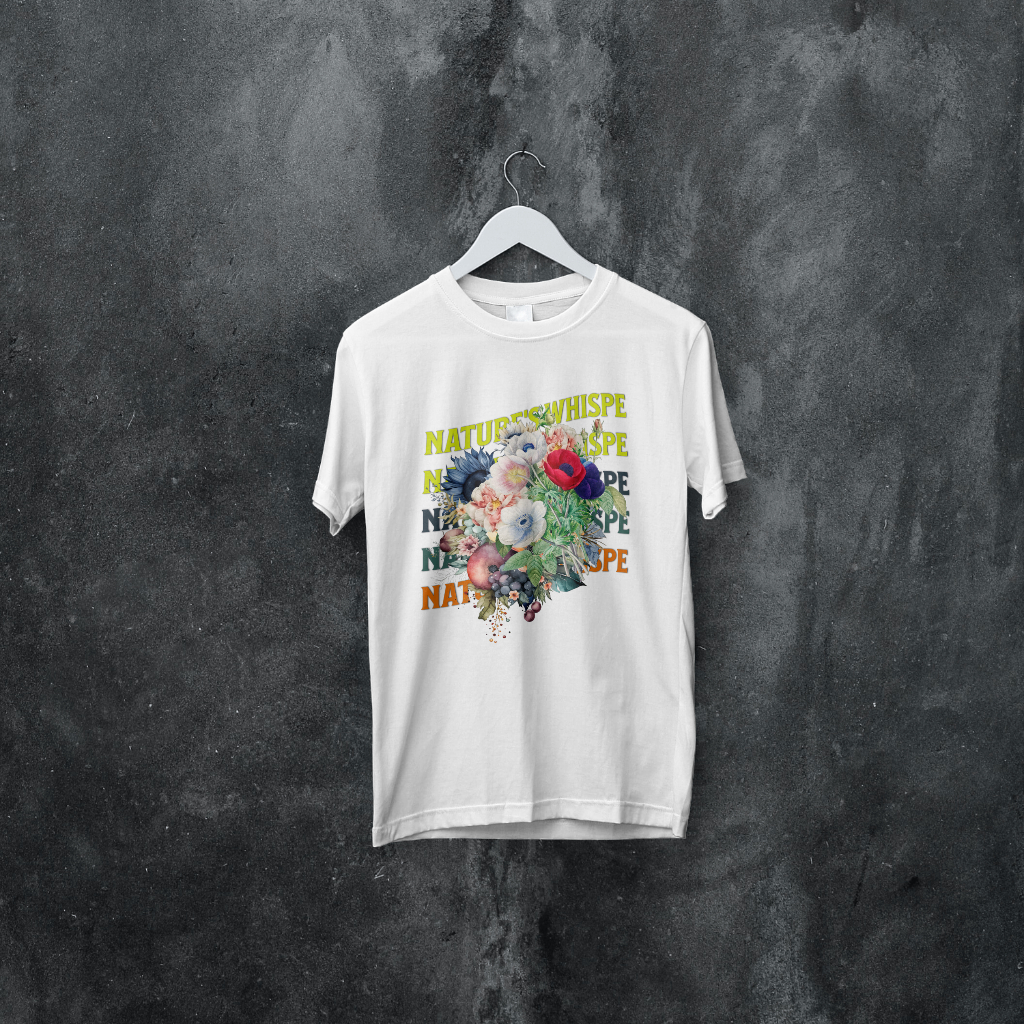 私たちのフローラルハーモニーTシャツでネイチャーズウィスパーを体験
