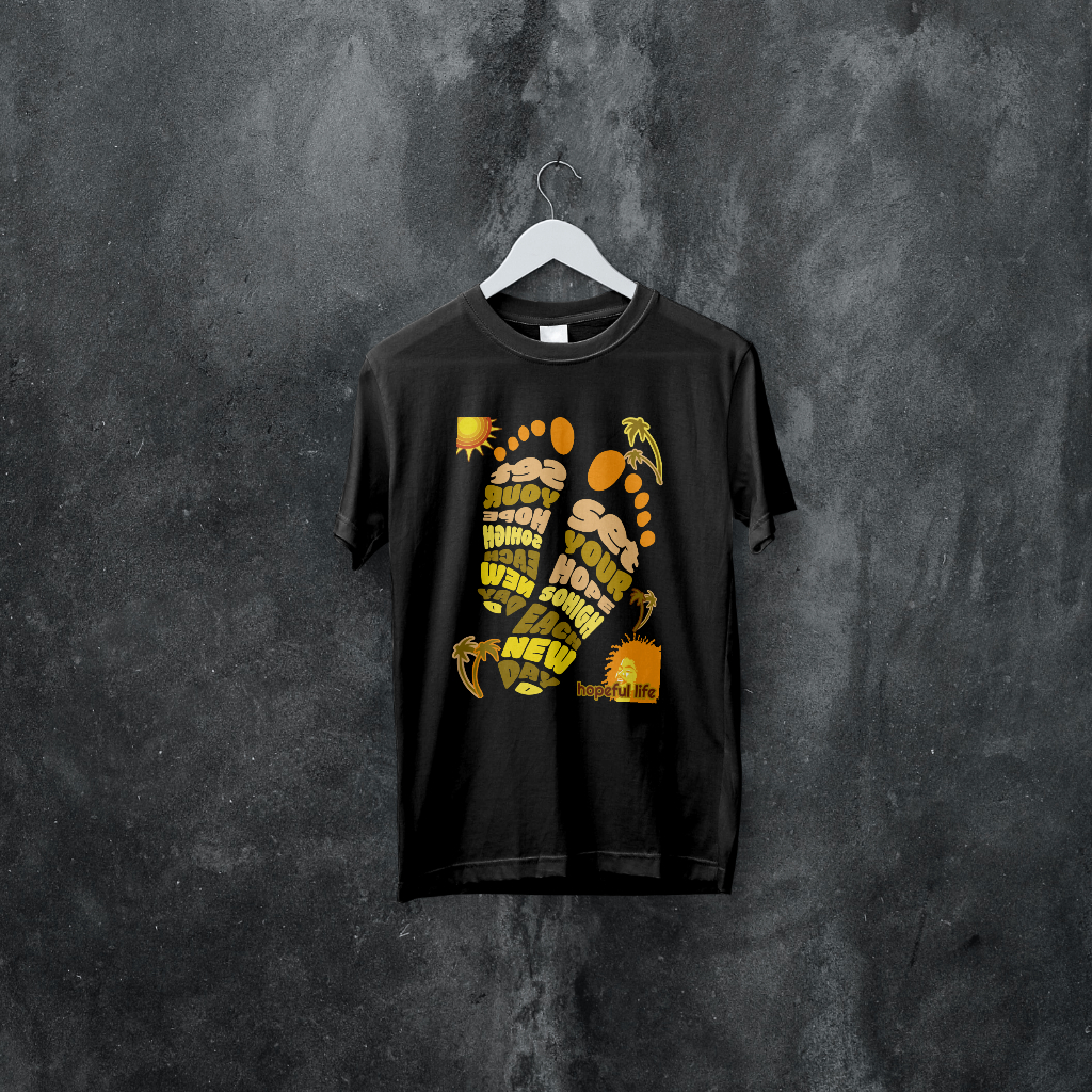 新しい日々への希望を込めた、浜辺の足跡デザインです