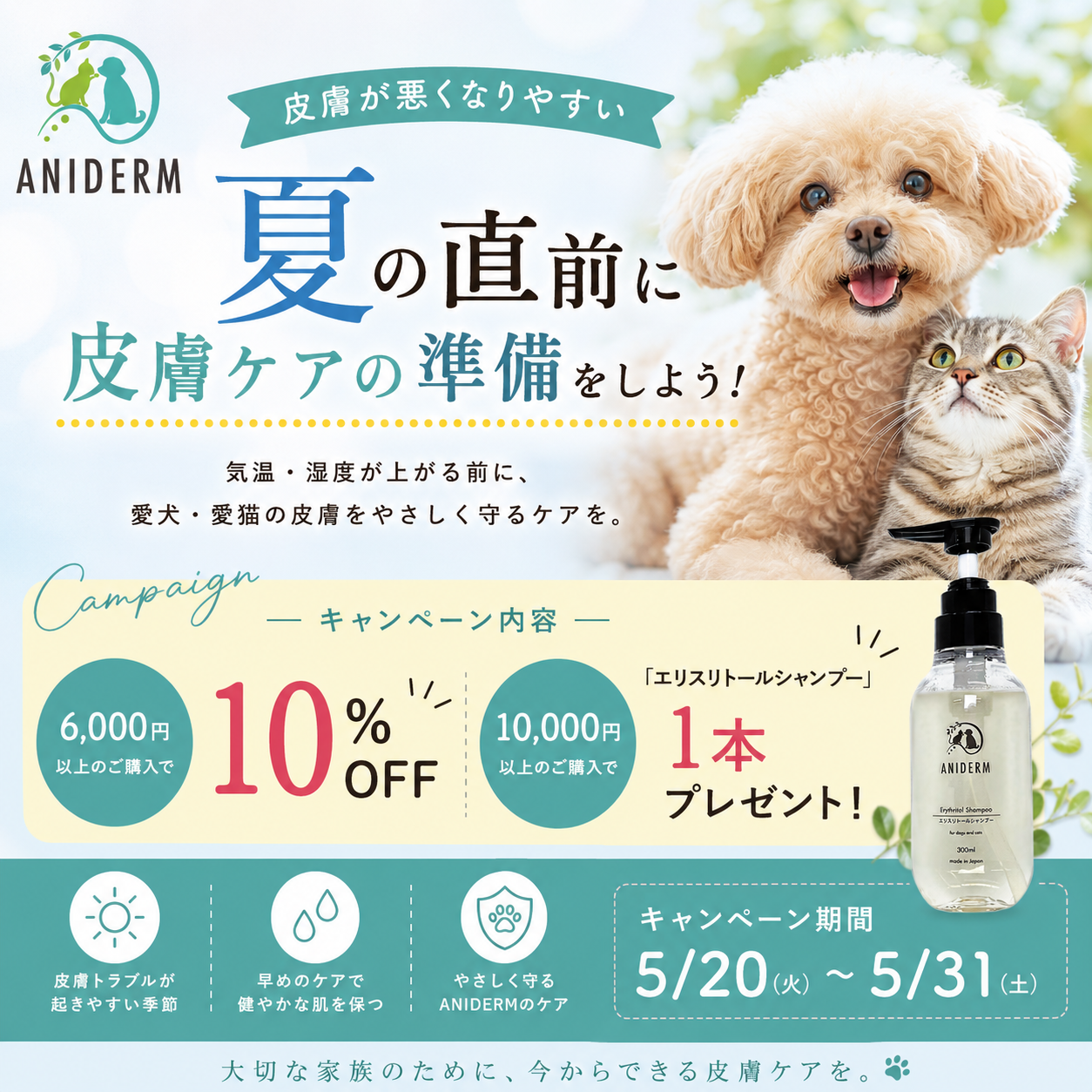 皮膚トラブルを防ぐ！夏直前キャンペーン！