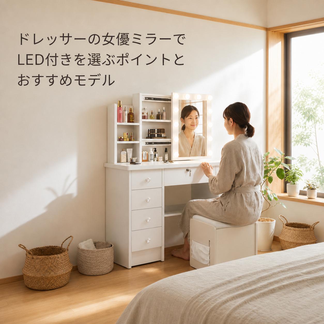 ドレッサーの女優ミラーでLED付きを選ぶポイントとおすすめモデル