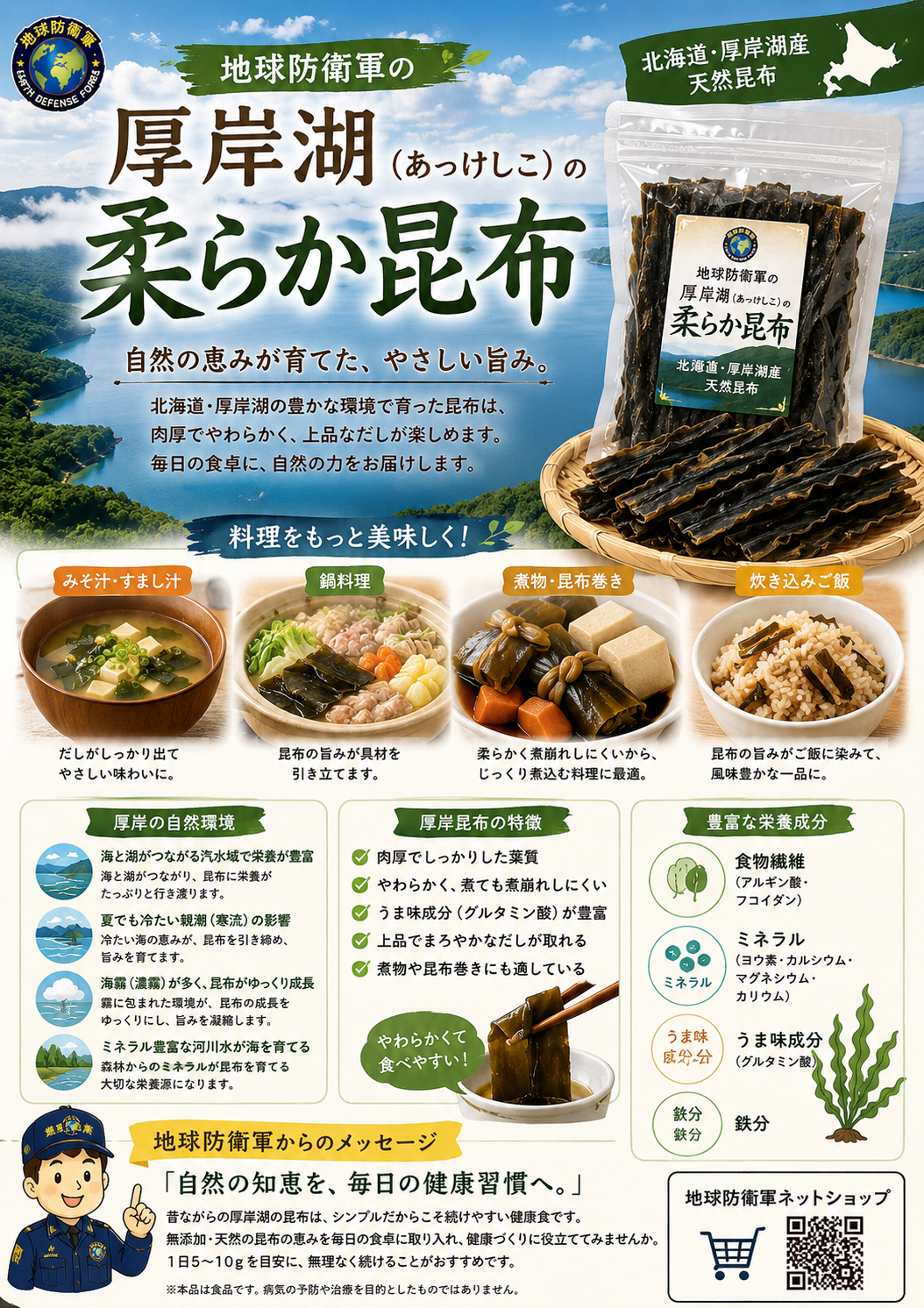 7月にあっけし（厚岸）湖の柔らか昆布
