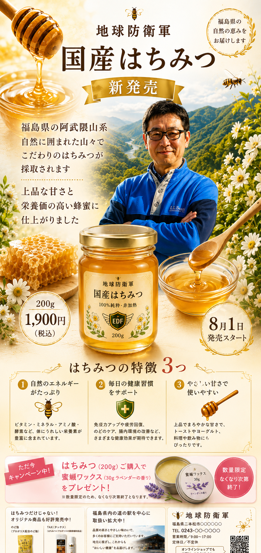 国産はちみつ8月1日 新発売