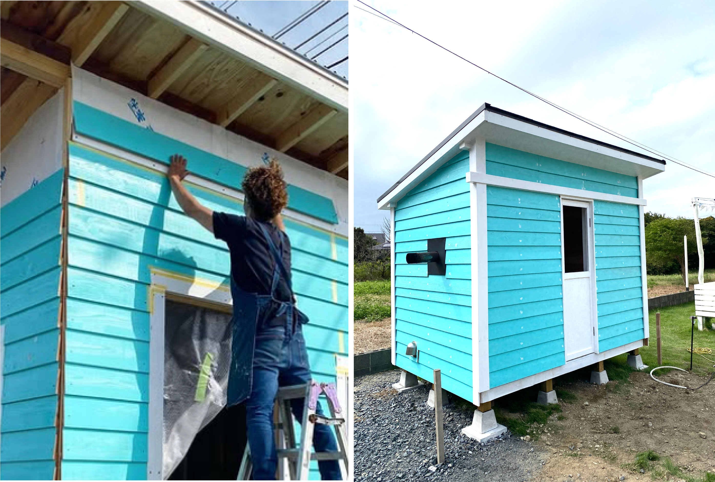 1.5坪のサウナ小屋をDIY　外壁貼り　⑨