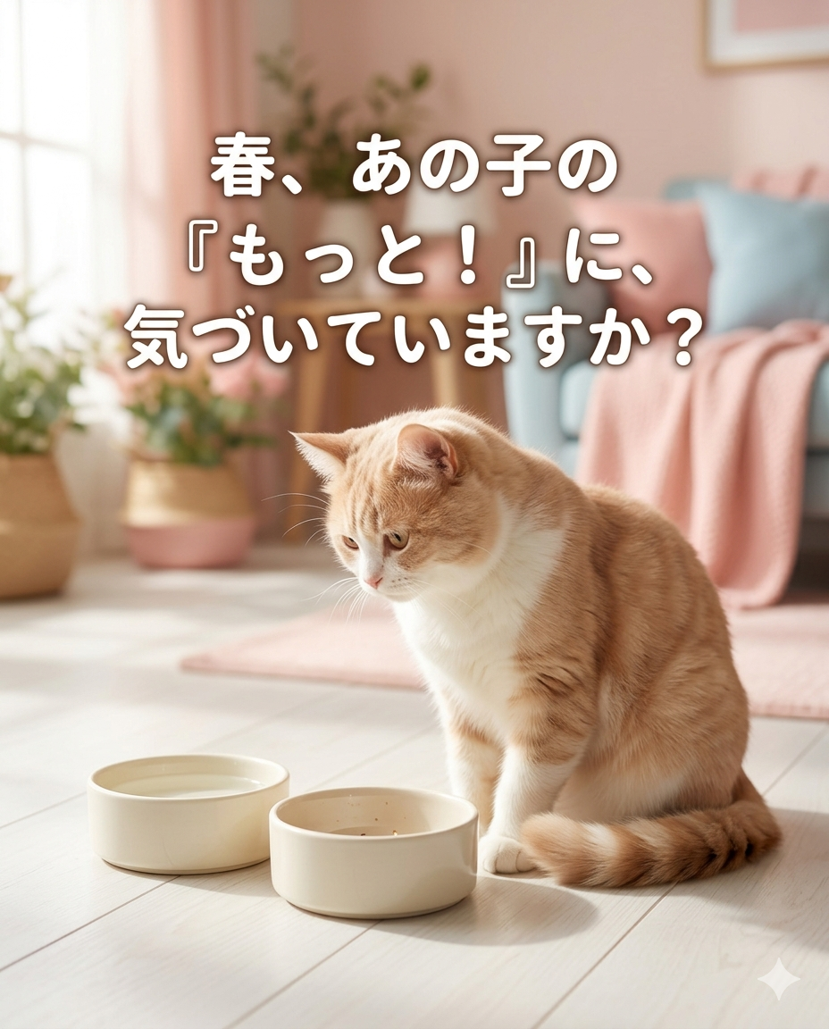 春になり、愛犬・愛猫がもっと水を飲みたそう…ご飯の時間にソワソワ…そんな「もっと！」のサインに、気づ