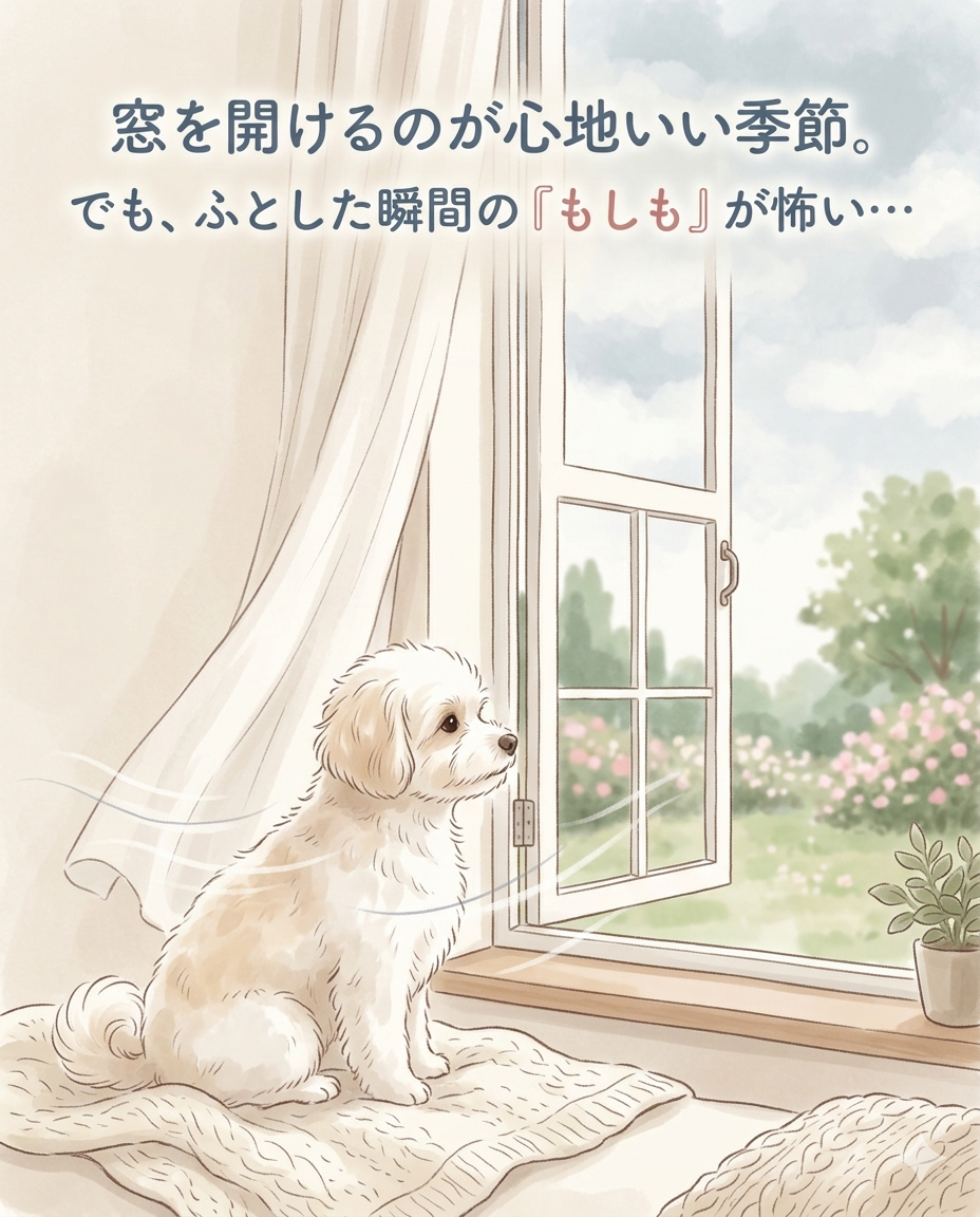 窓を開ける季節の「もしも」に備えて。スマホで見守る安心のペットライフ