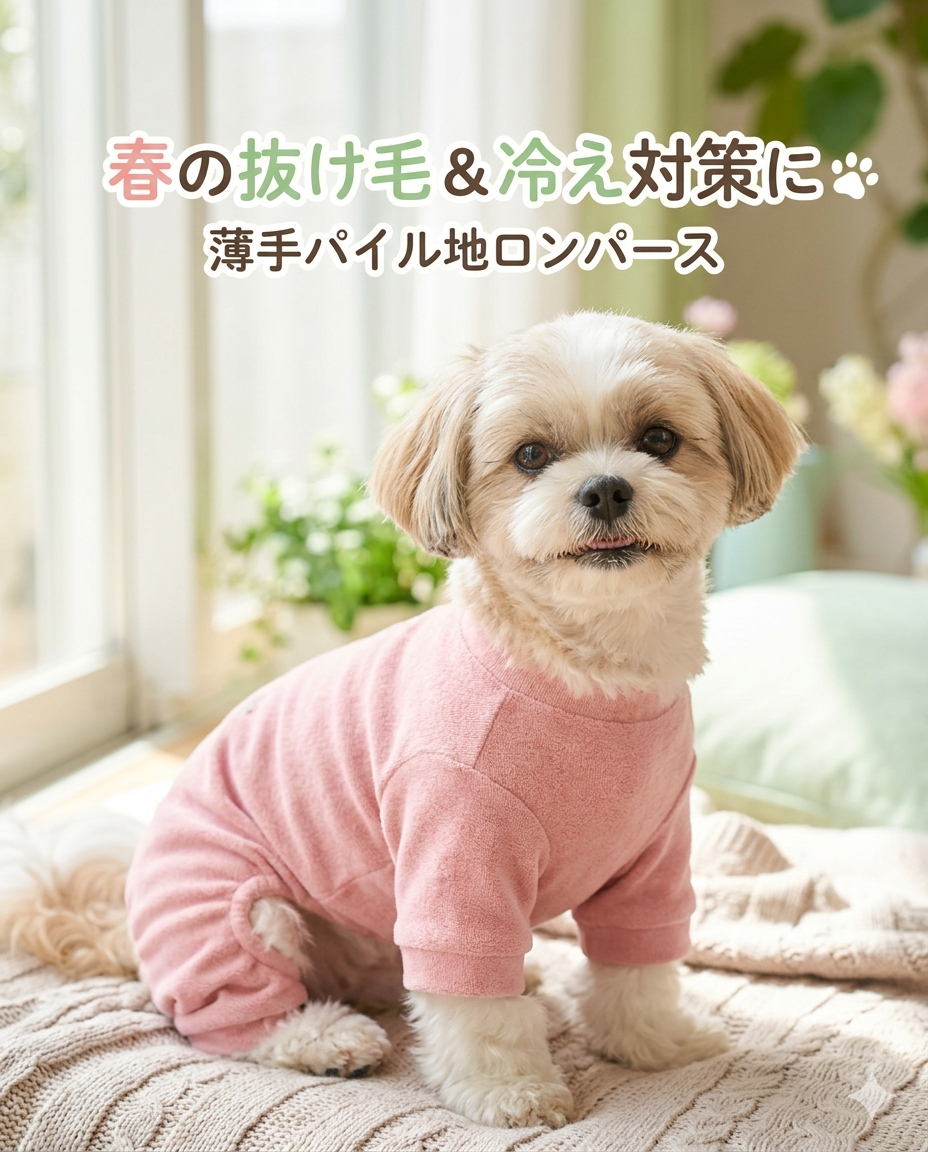 【春の抜け毛・冷え対策】愛犬との暮らしを快適にする「パイル地ロンパース」の魔法