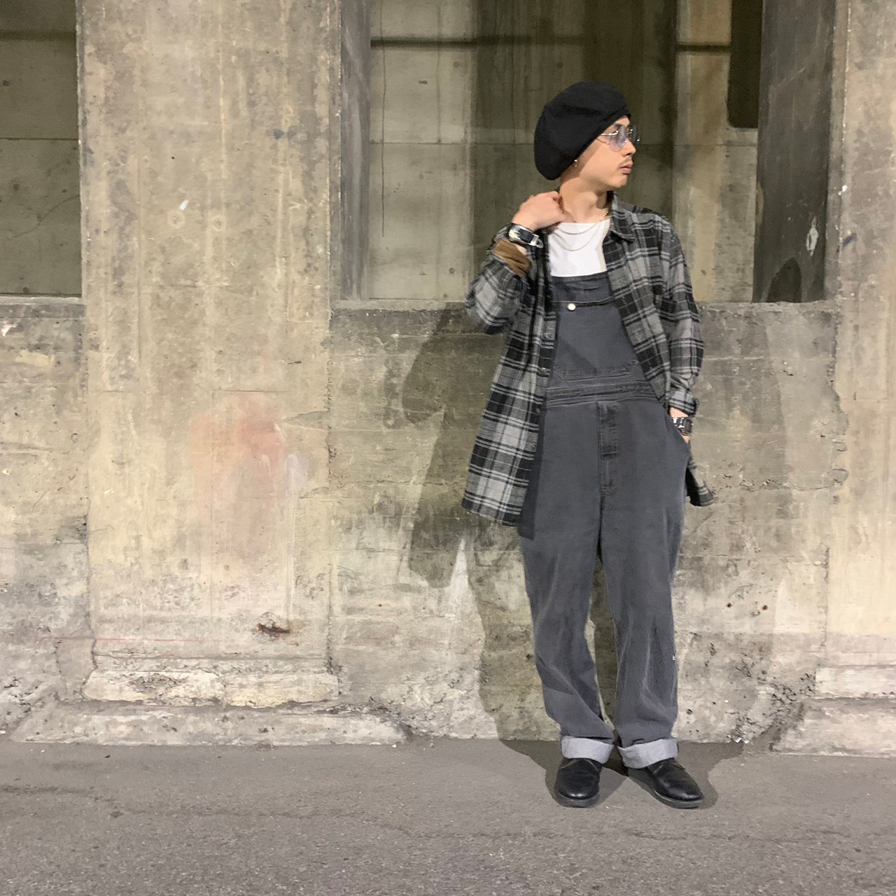 pick up -PLA-BUCKL DENIM OVERALL