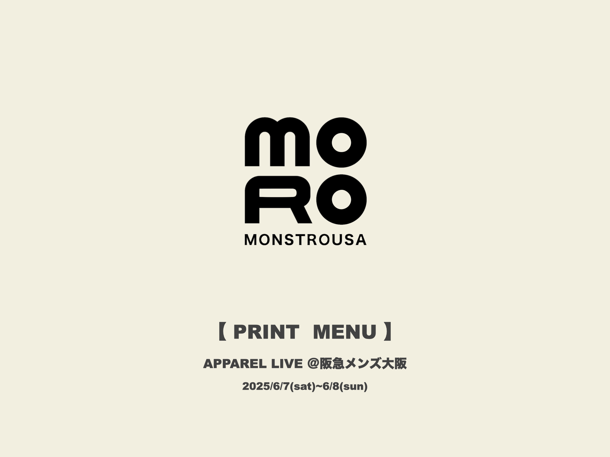 【PRINT MENU】阪急メンズ大阪 LIVE PRINT