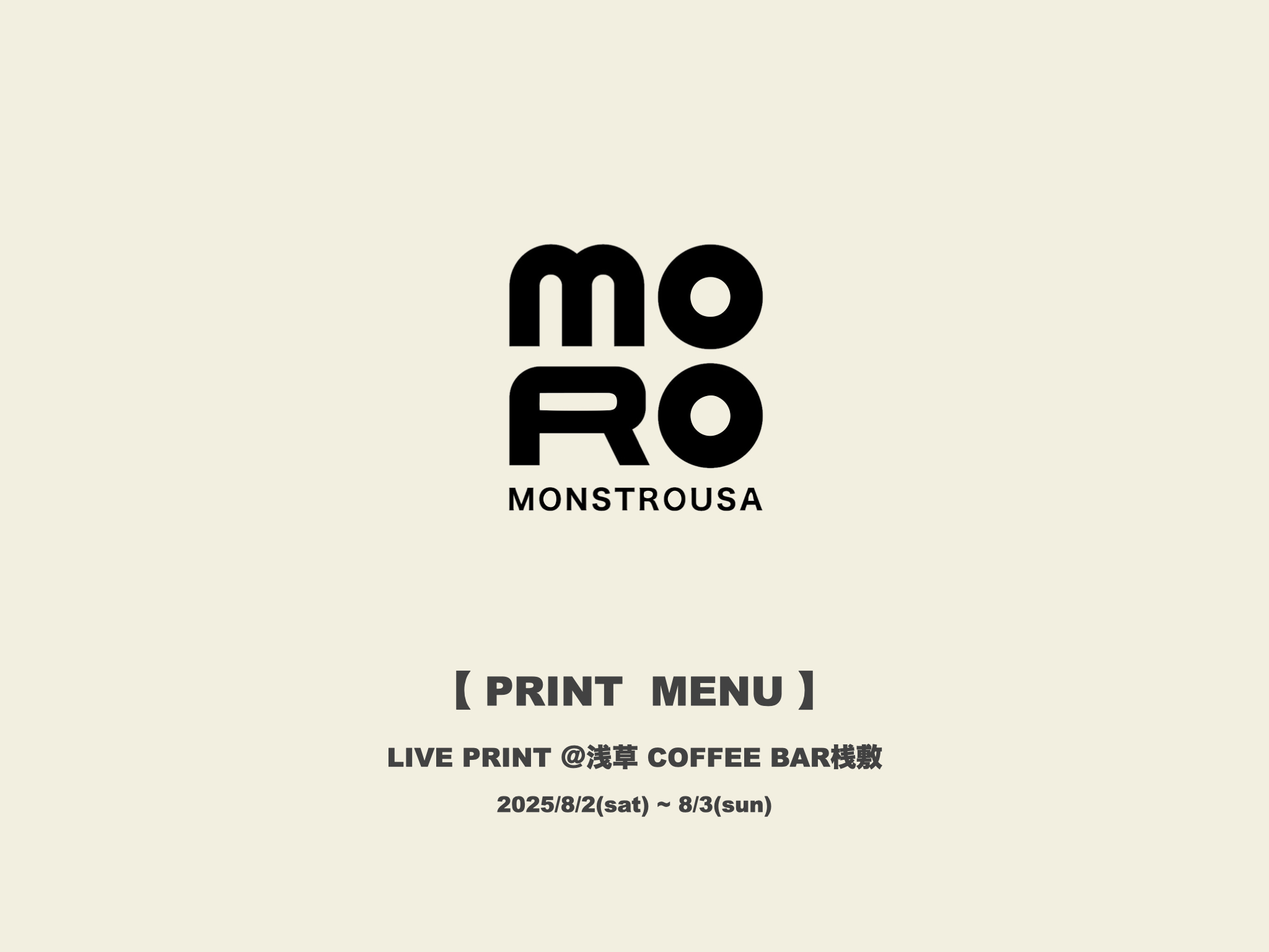 【PRINT MENU】浅草COFFEE BAR桟敷 LIVE PRINT