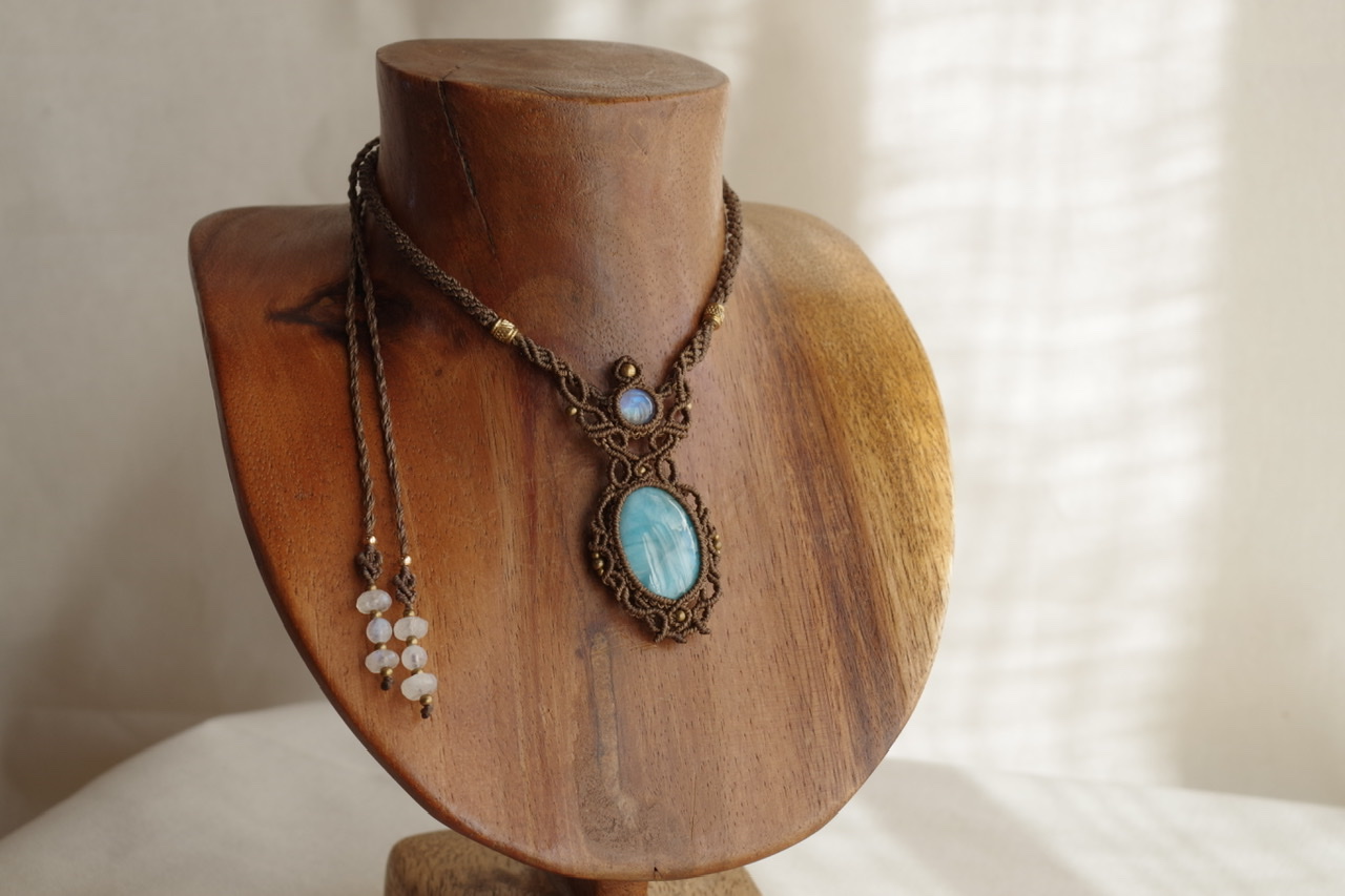 Larimar・Rainbow Moonstone necklace