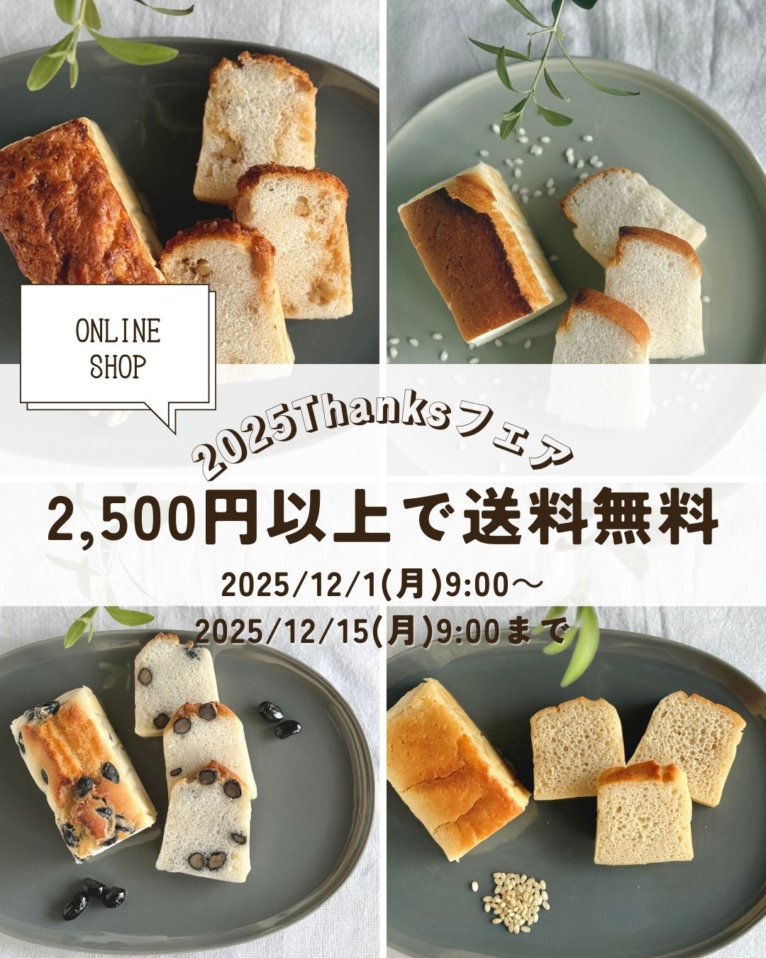 2025Thanksフェア！オンラインショップ限定で2,500円以上ご購入で送料無料！