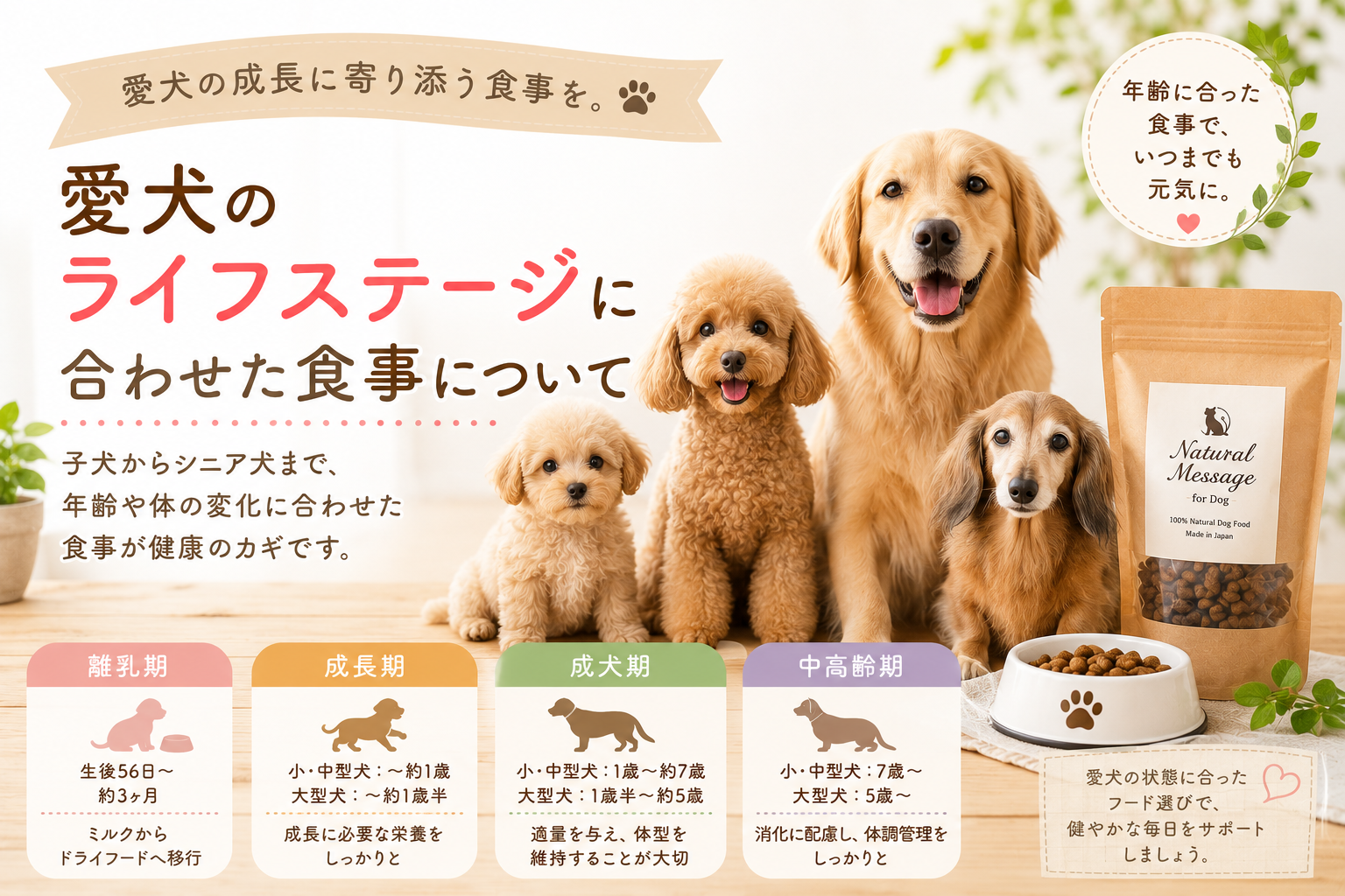 愛犬のライフステージに合わせた食事について