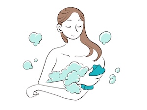 石鹸を肌に塗るように洗う洗い方
