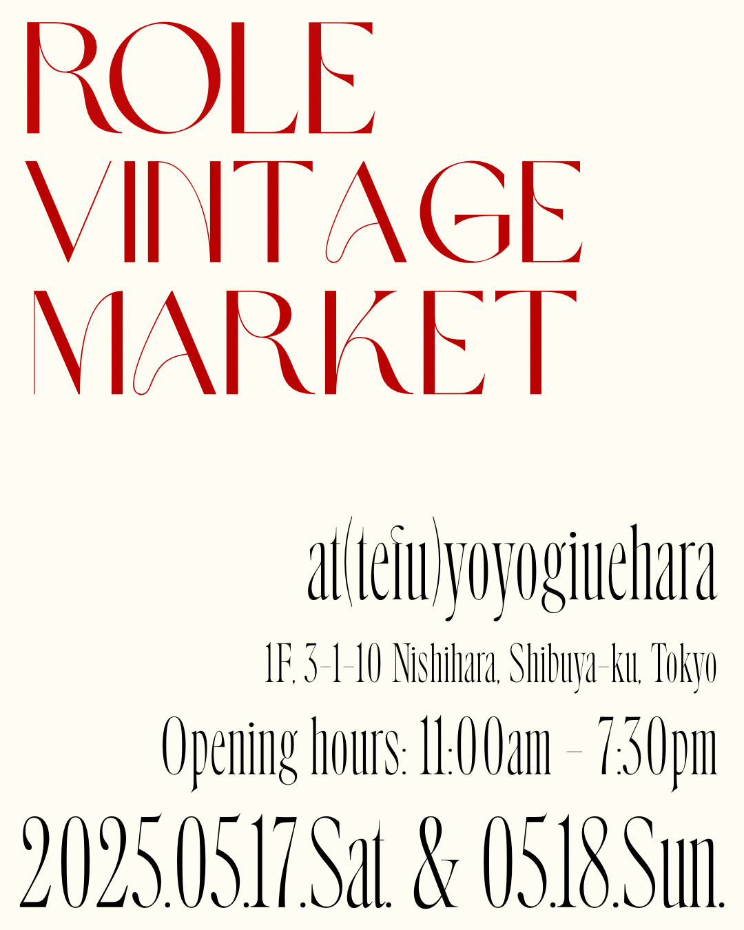 ーROLE VINTAGE MARKETー 5/17(sat)~5/18(sun)