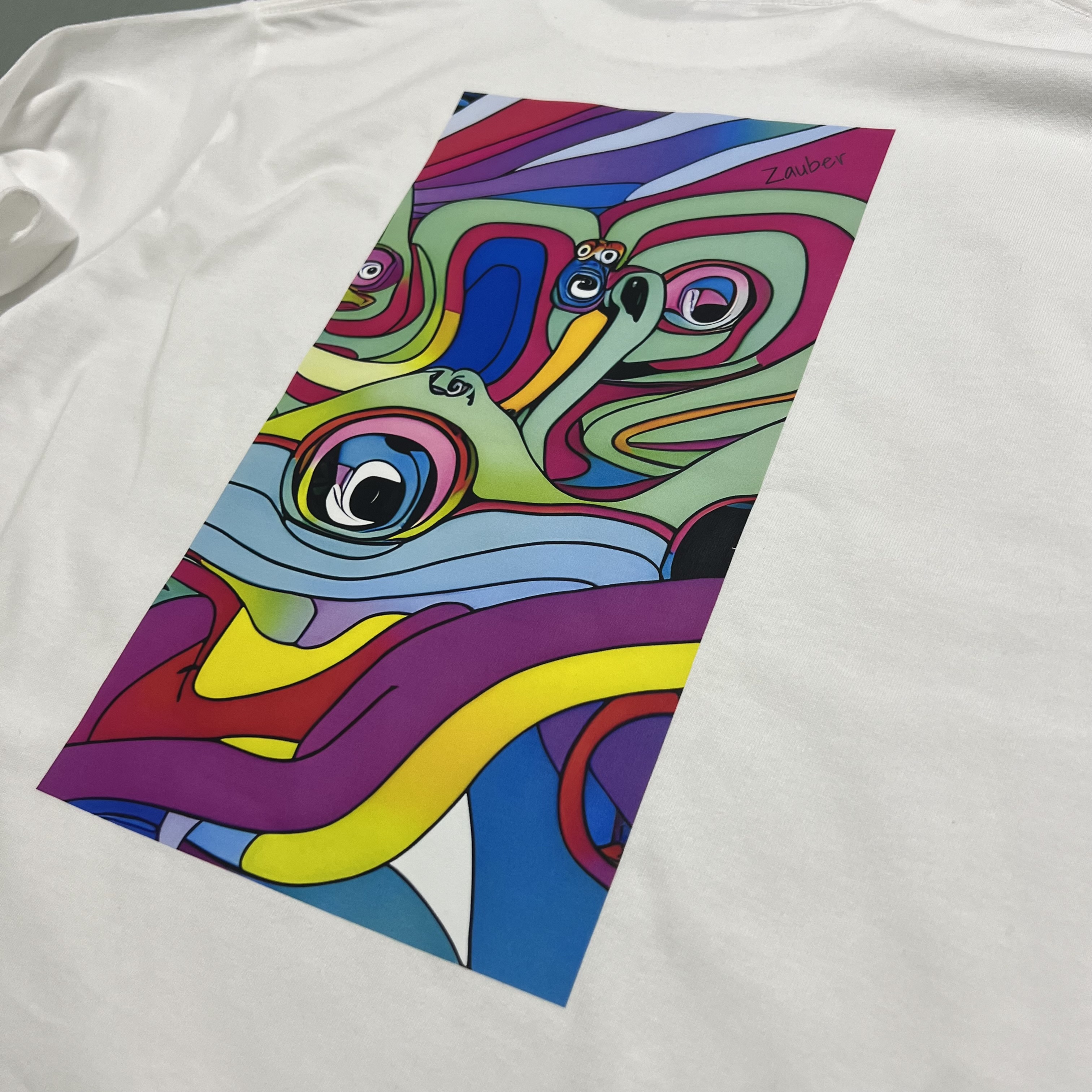 PSYCHEDELIC LOGO PRINT/袖リブtype【Zauber】color白