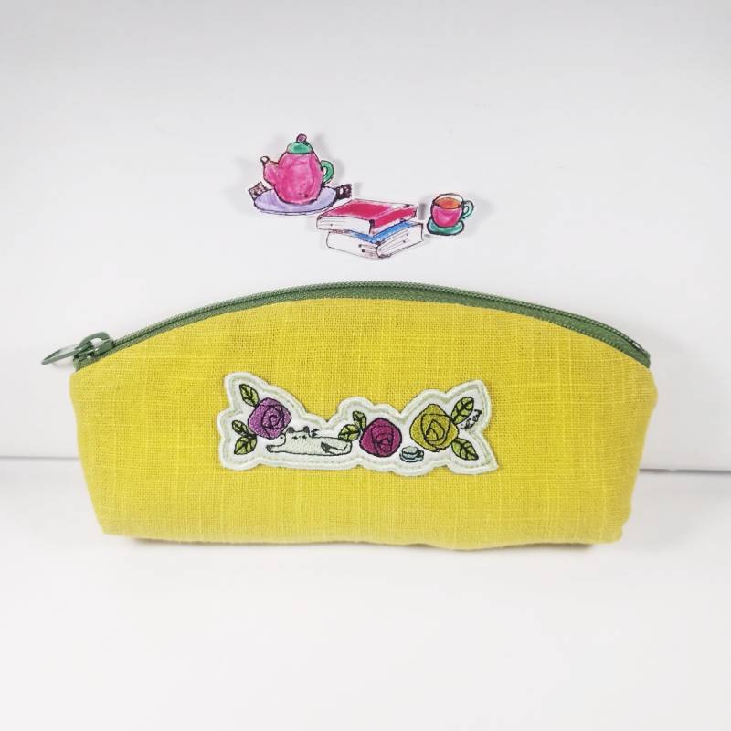 刺繡ワッペン付きメガネケース