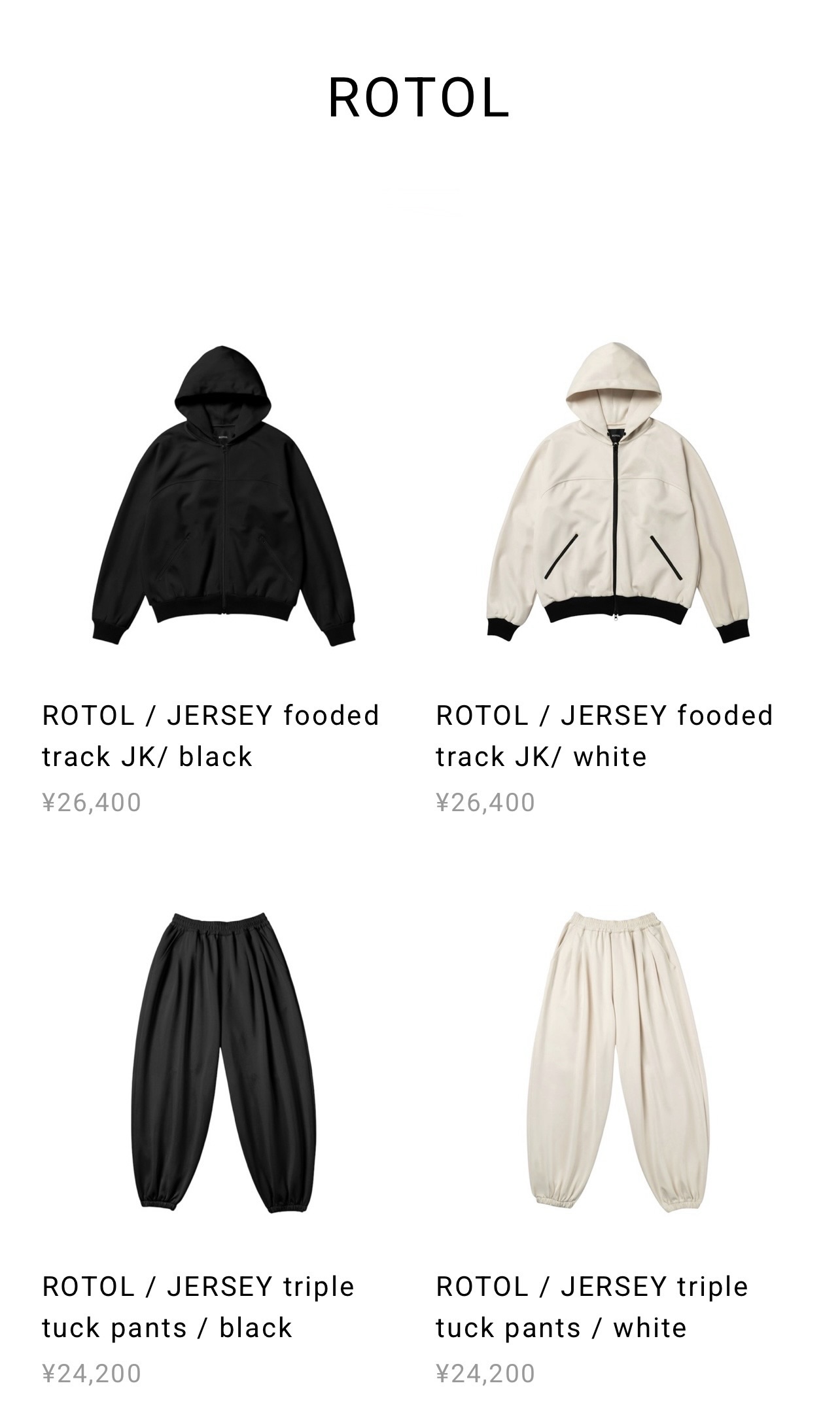 ROTOL 秋のセットアップ・ジャージ