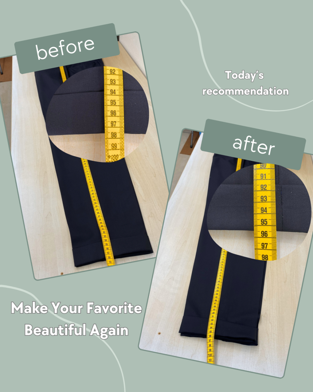 スラックス裾ダブル丈上げ｜印象を左右する“丈”を理想のバランスへ