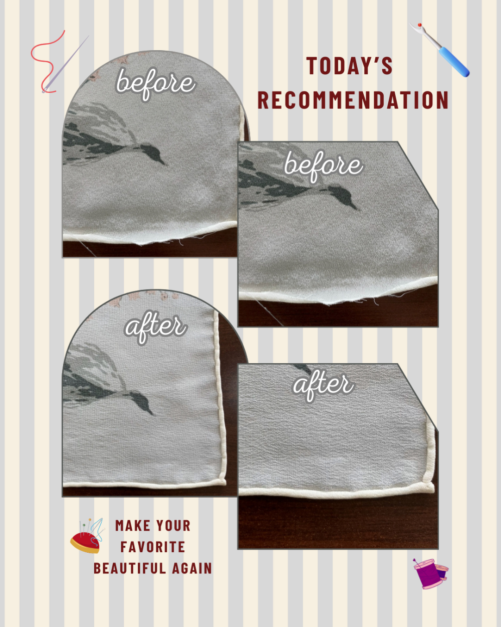 スカーフ端のほつれ直し お気に入りをもう一度美しく