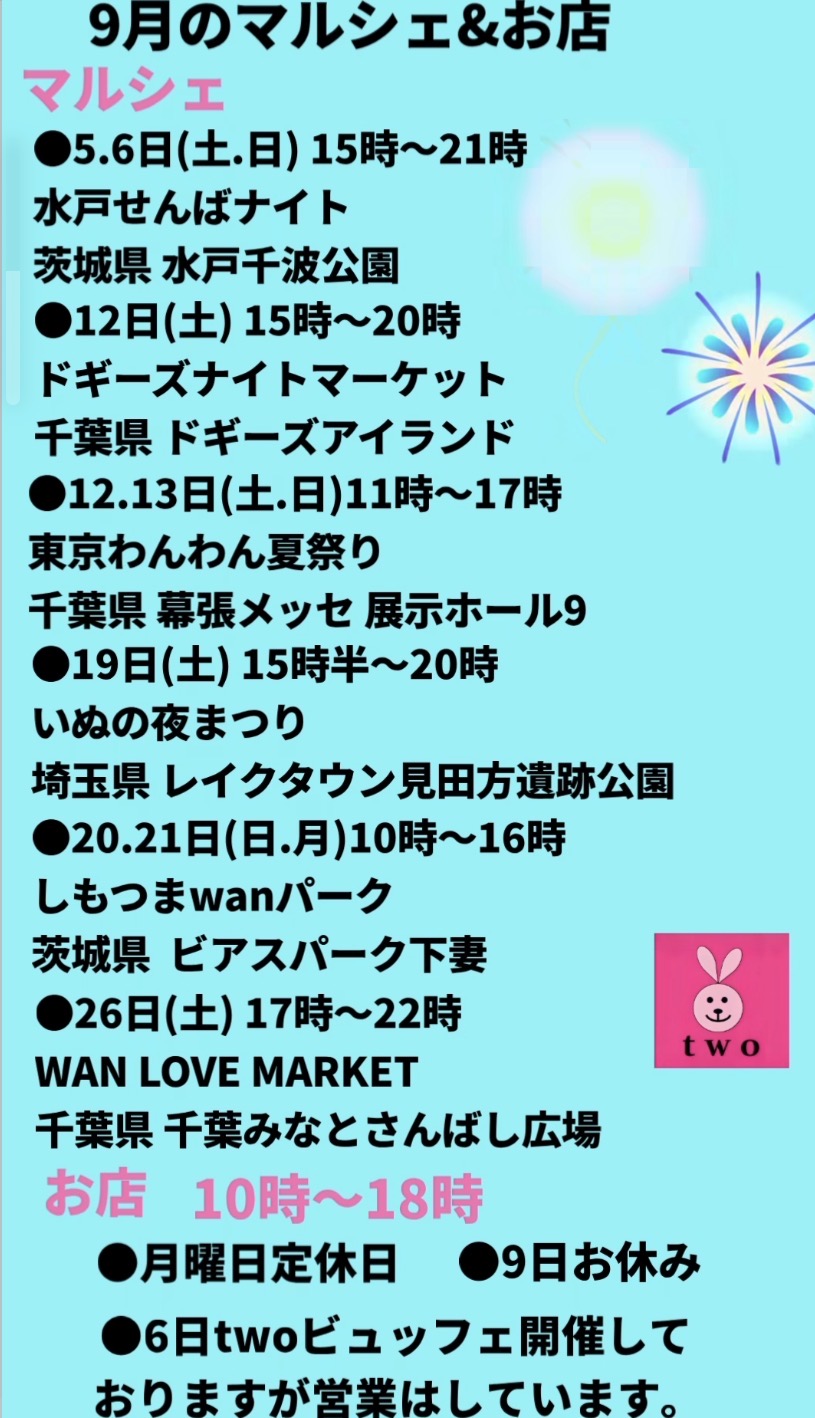 ⭐︎9月の予定になります⭐︎