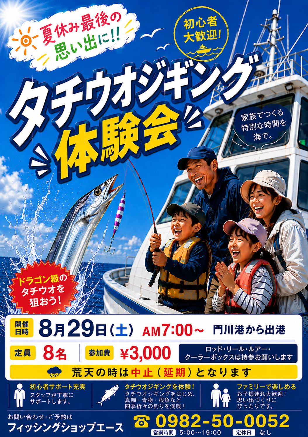 「タチウオジギング体験会」を実施します