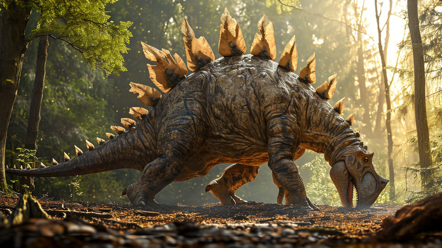 【デジタル恐竜シリーズ】森林の奥深く・ステゴザウルス（恐竜）【フリー素材 5枚セット】が新登場!!