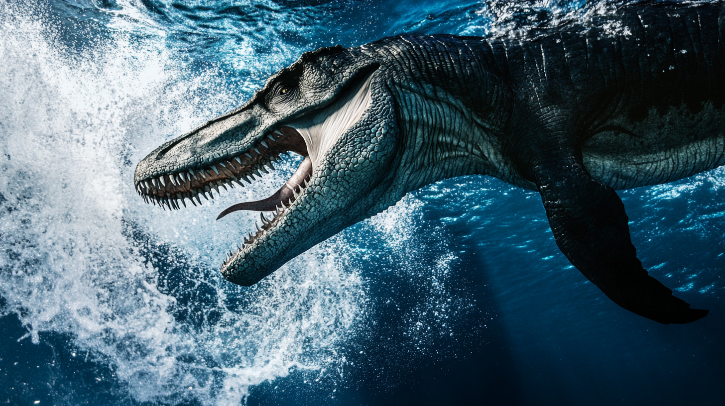 【デジタル恐竜シリーズ】モササウルスの捕食と海の躍動【フリー素材 5枚セット】が新登場!!