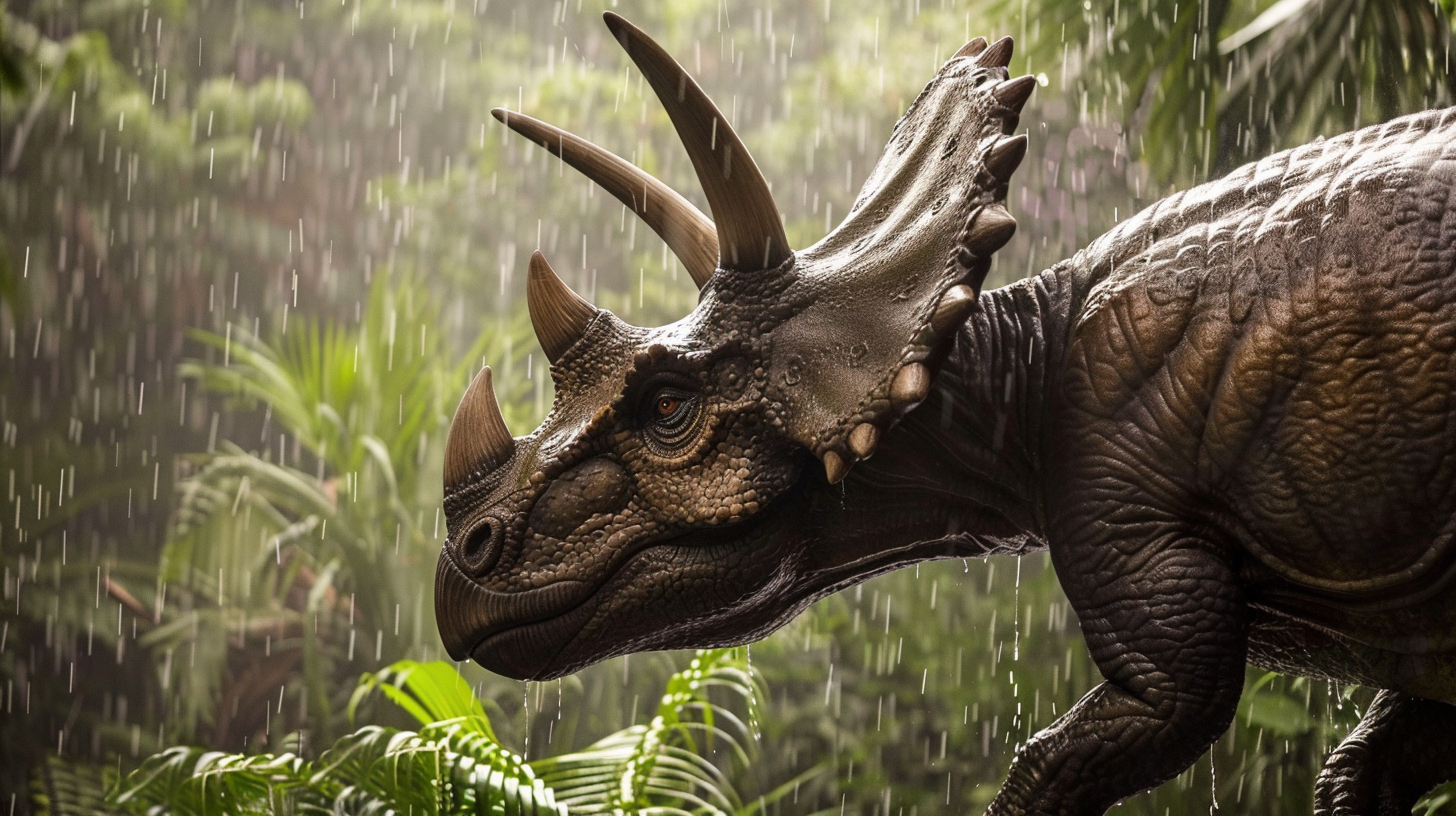 【デジタル恐竜シリーズ】豪雨の中のトリケラトプス【フリー素材 5枚セット】が新登場!!