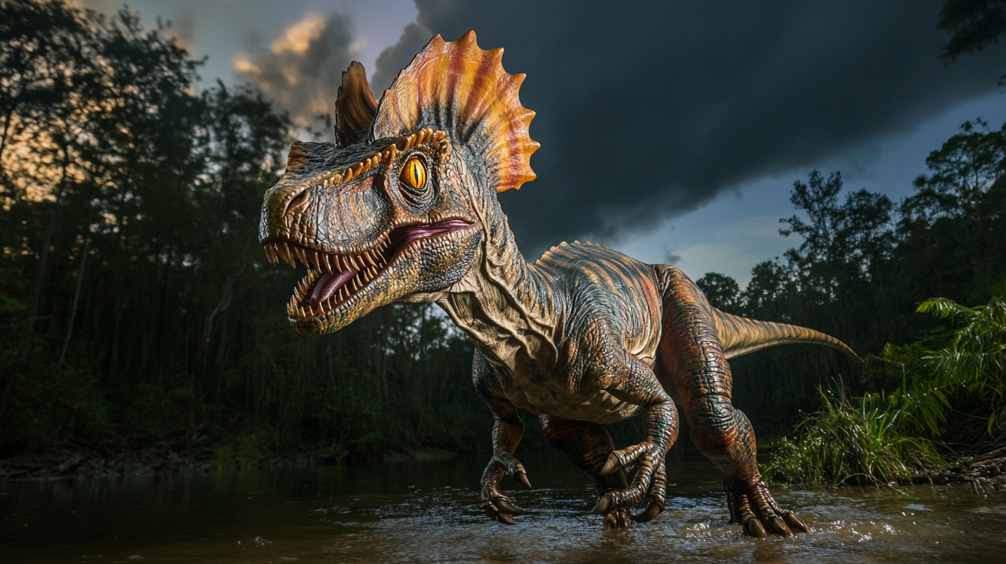 【デジタル恐竜シリーズ】水辺を駆けるディロフォサウルス【フリー素材 5枚セット】が新登場!!