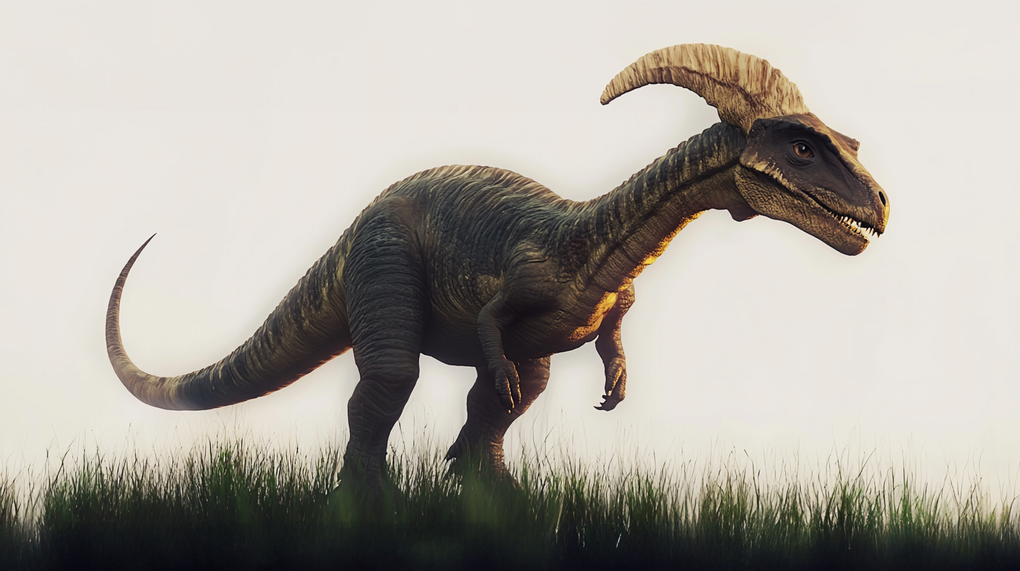 【デジタル恐竜シリーズ】朝焼けと霧に佇むパラサウロロフス【フリー素材 5枚セット】が新登場!!