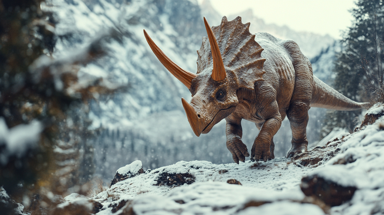 【デジタル恐竜シリーズ】雪山の鋭利・トリケラトプス【フリー素材 5枚セット】が新登場!!