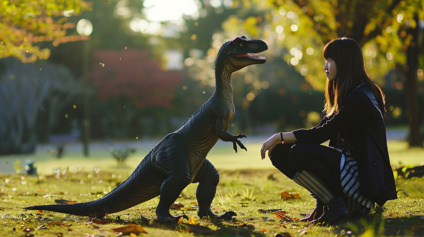 【デジタル恐竜シリーズ】OLと特別ペットの公園ひととき【フリー素材 5枚セット】が新登場!!