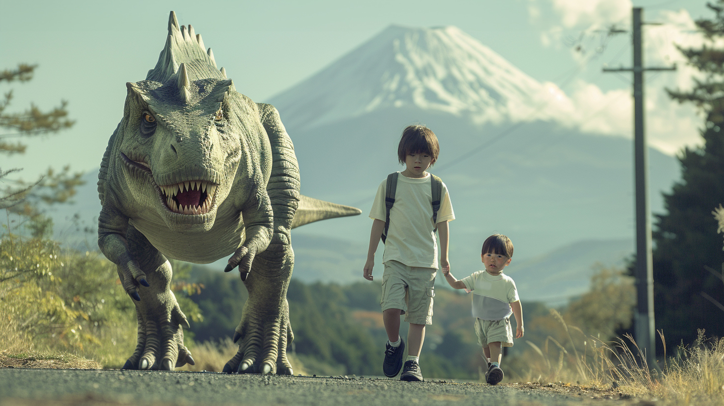 【デジタル恐竜シリーズ】恐竜と小学生の田舎散歩物語【フリー素材 5枚セット】が新登場!!