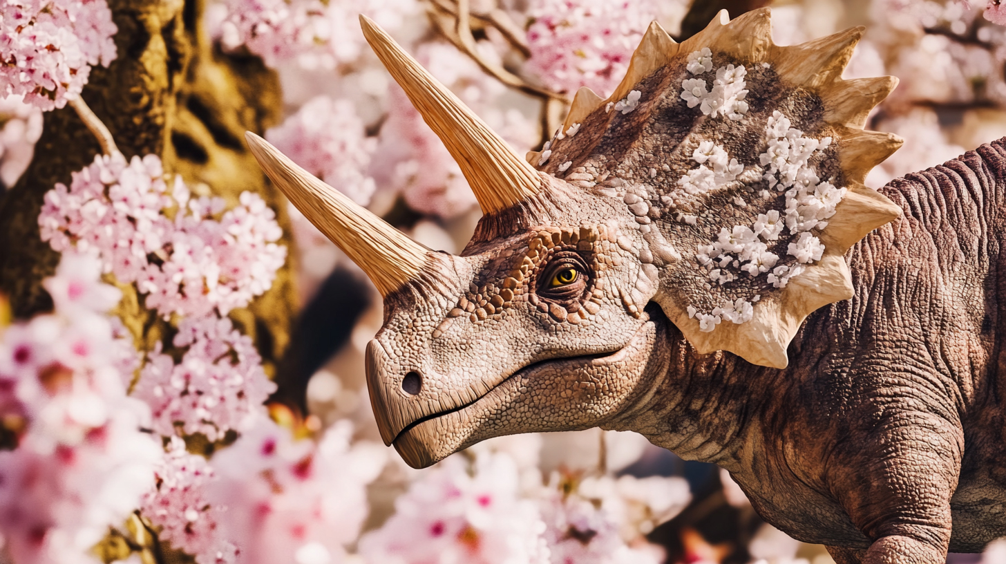 【デジタル恐竜シリーズ】太古の千本桜とトリケラトプス【フリー素材 5枚セット】が新登場!!