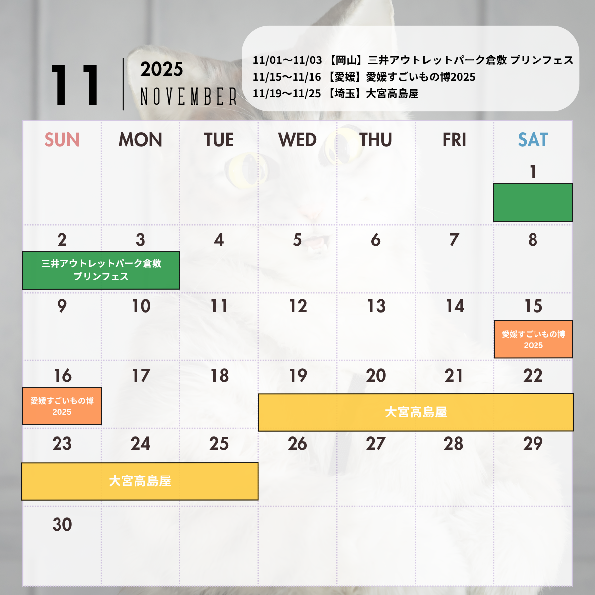 【最新】2025年10月〜2025年11月 出店情報