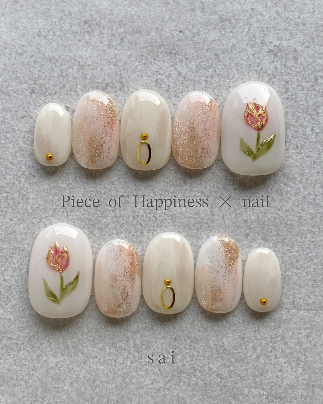 ❁春ネイル❁　かわいいチューリップネイルチップ♡