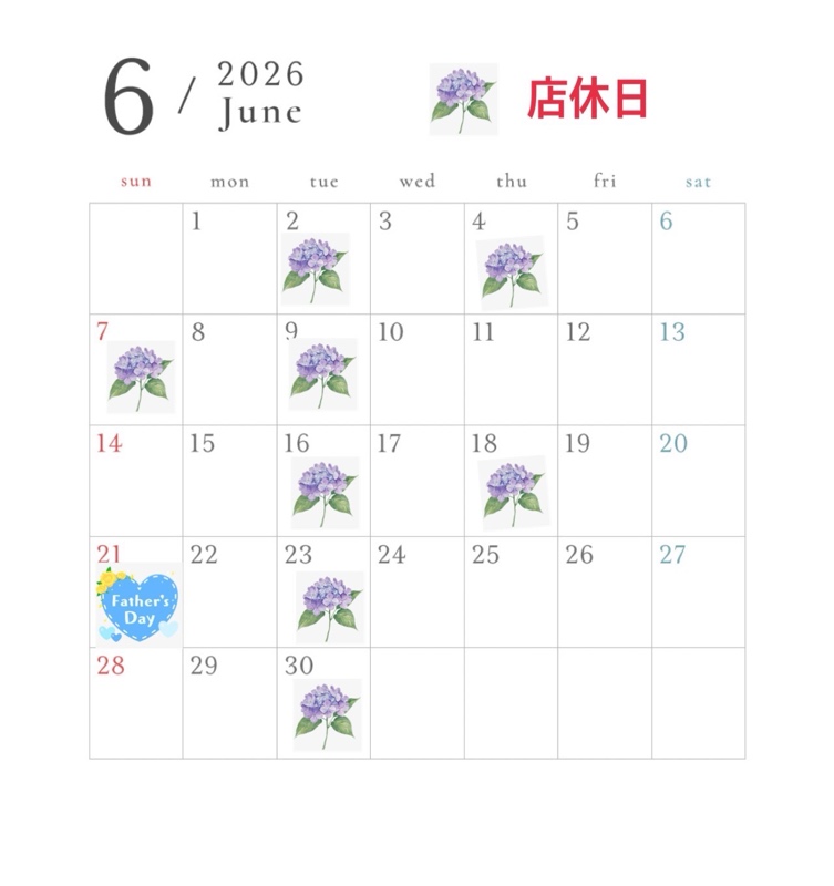 6月のカレンダーです。