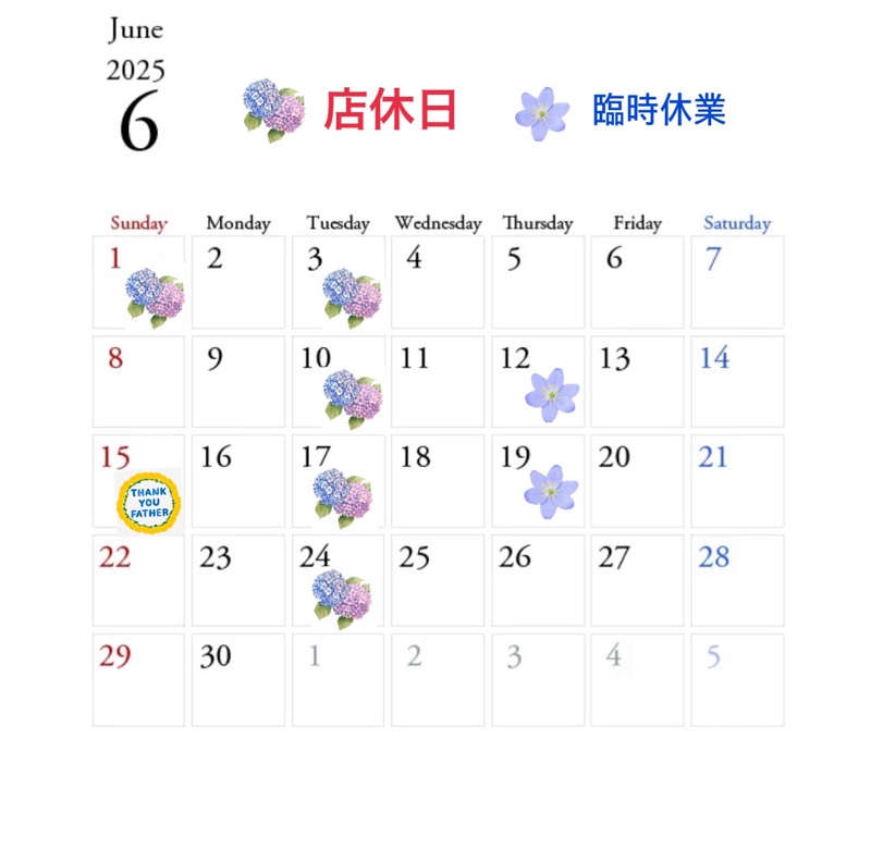 6月のカレンダーです。
