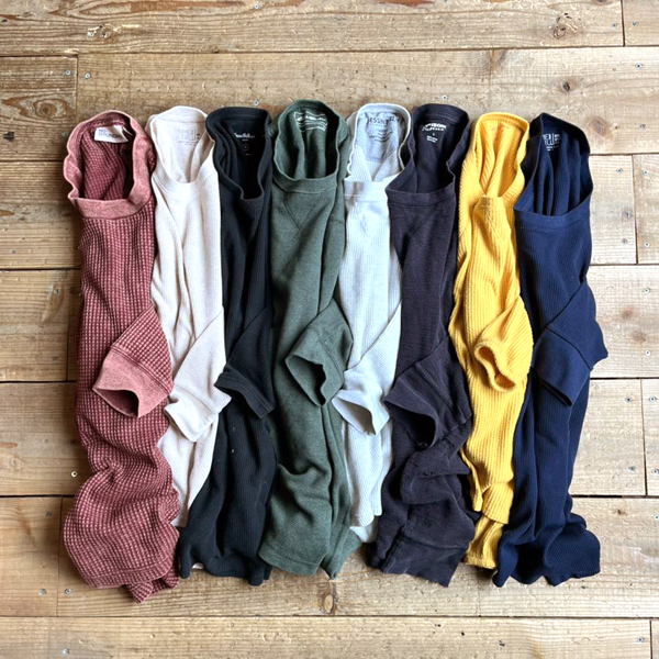 【Crewneck L/S Thermal Tee】ワッフル地の長袖サーマルTシャツ@古着屋カチカチ