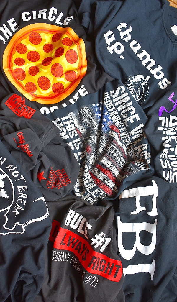 【Black T-Shirt ブラックTシャツ】 企業イベント団体ものプリント黒Tシャツ入荷~