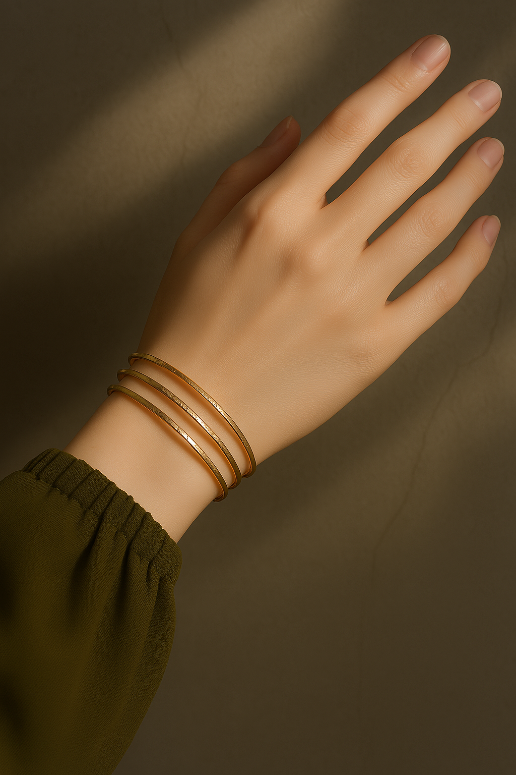 「重ねたラインが生む、さりげない存在感。— triple thin line bangle」