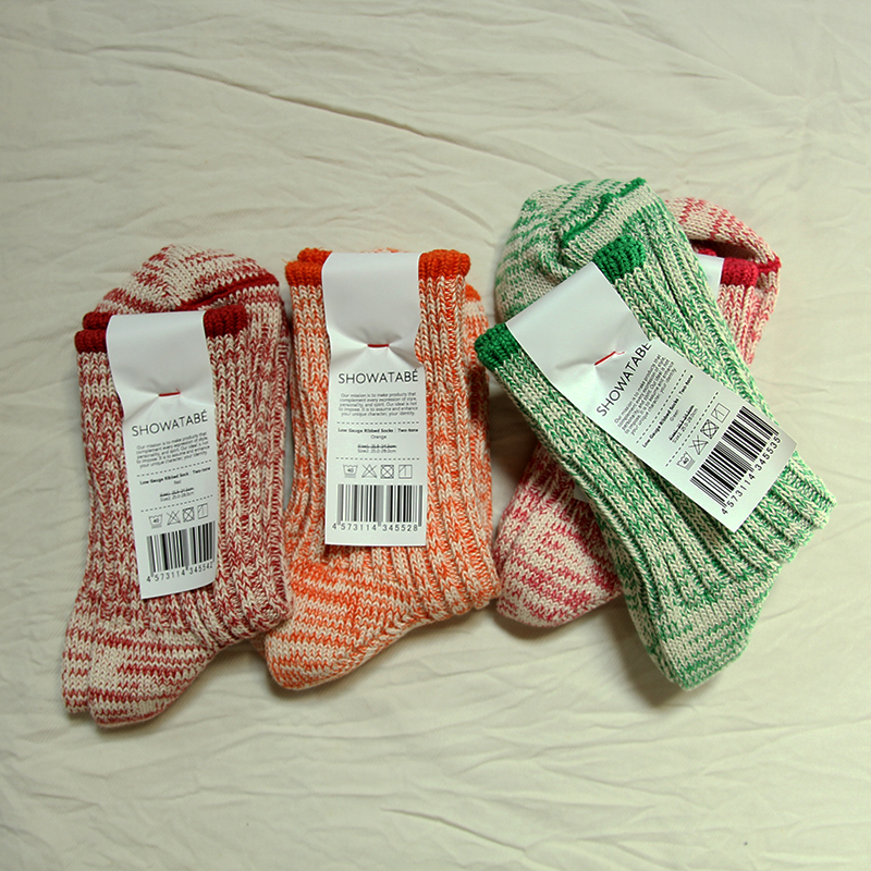 SHOWATABE/ショウワタベ Low Gauge Ribbed Socks | Two-tone