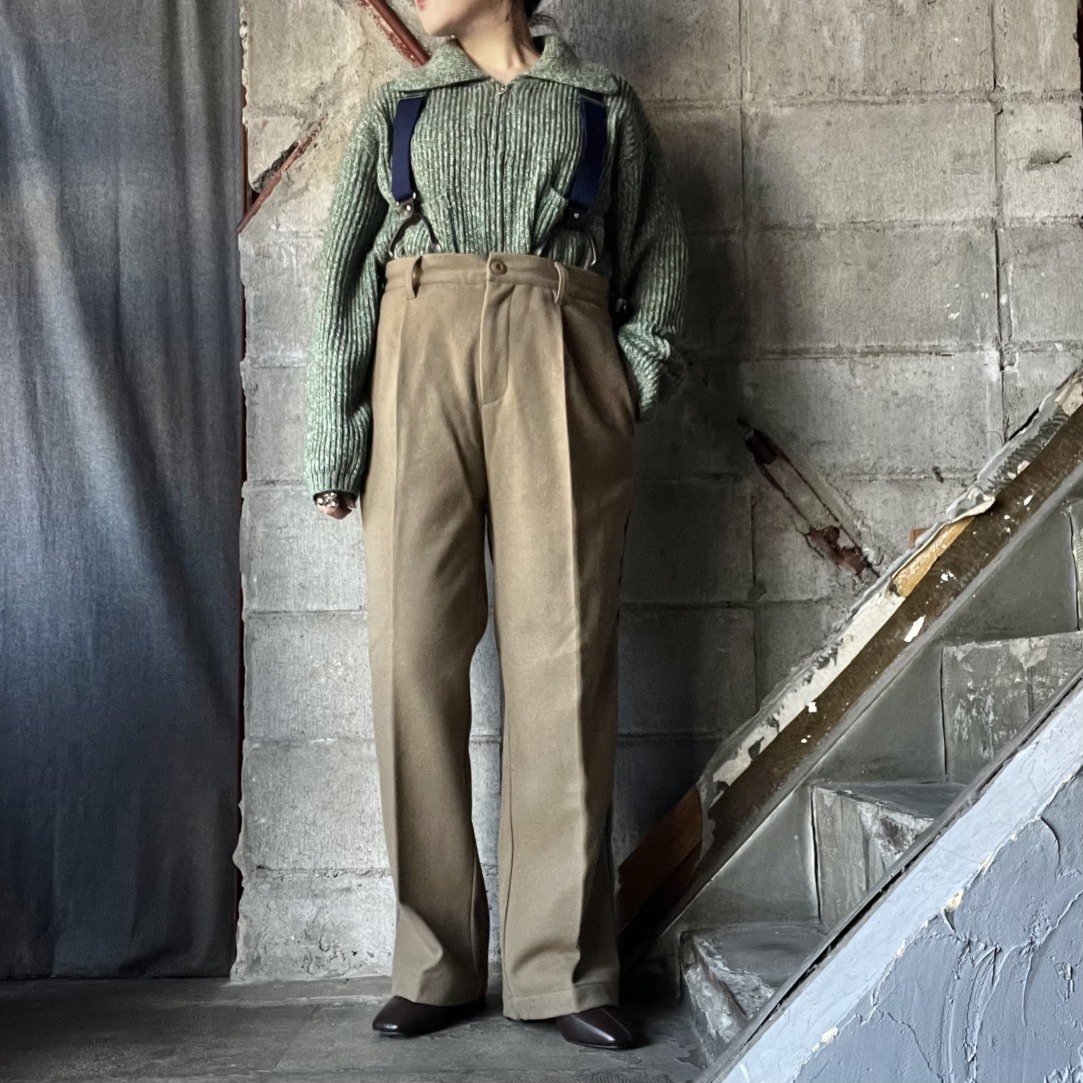 【alee】 suspender side line army pants