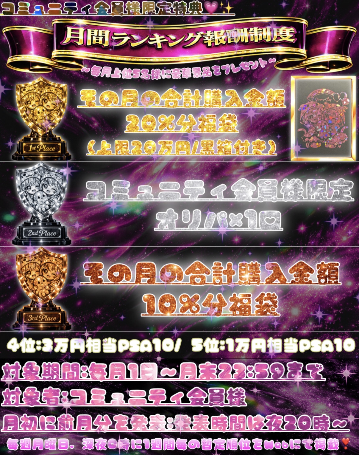 🏆月間ランキング報酬制度🏆