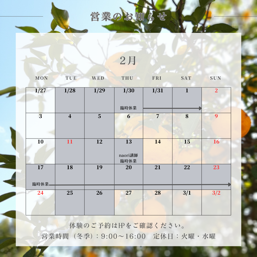 ２月のお知らせ