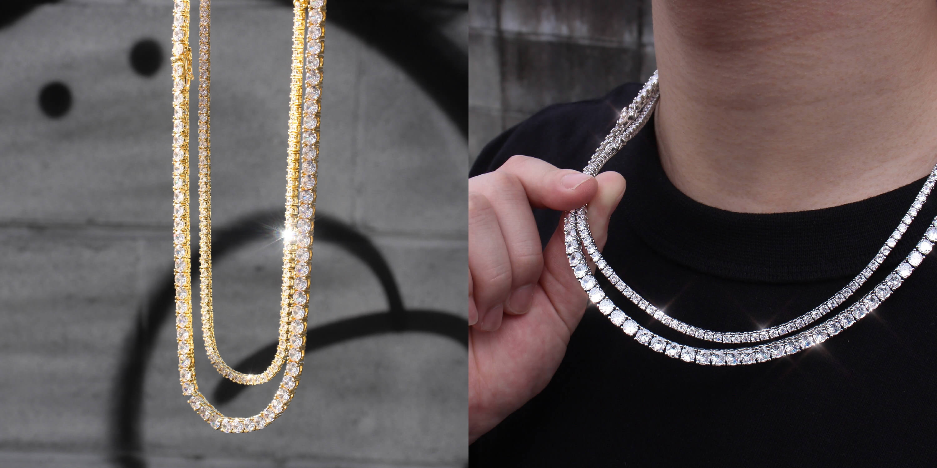 ジルコニアの輝きが美しく、高級感をもたらすTennis chain necklace