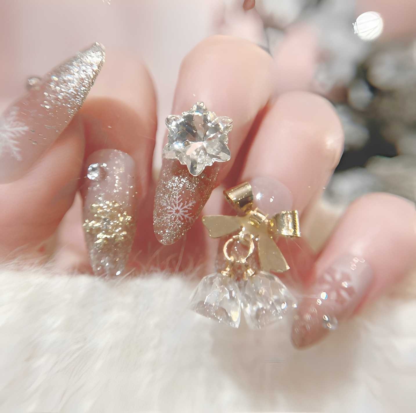 ❄️冬限定デザイン|スノークリスタル×ゴールドリボン