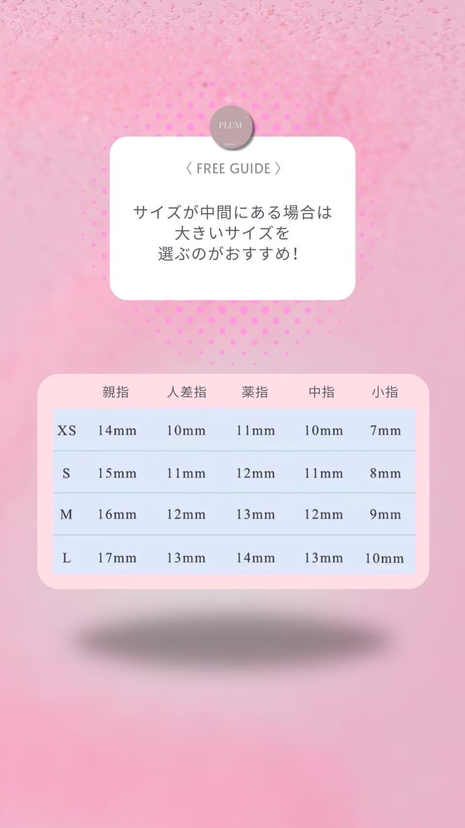おすすめのサイズ選択について