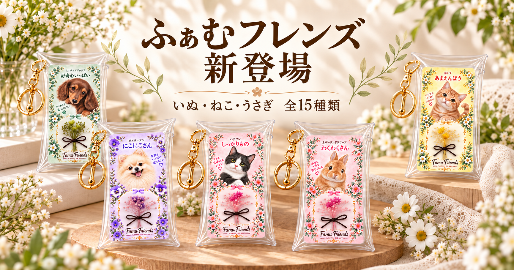 【新商品】花とどうぶつを持ち歩く「Famu Friends」15種類が登場しました