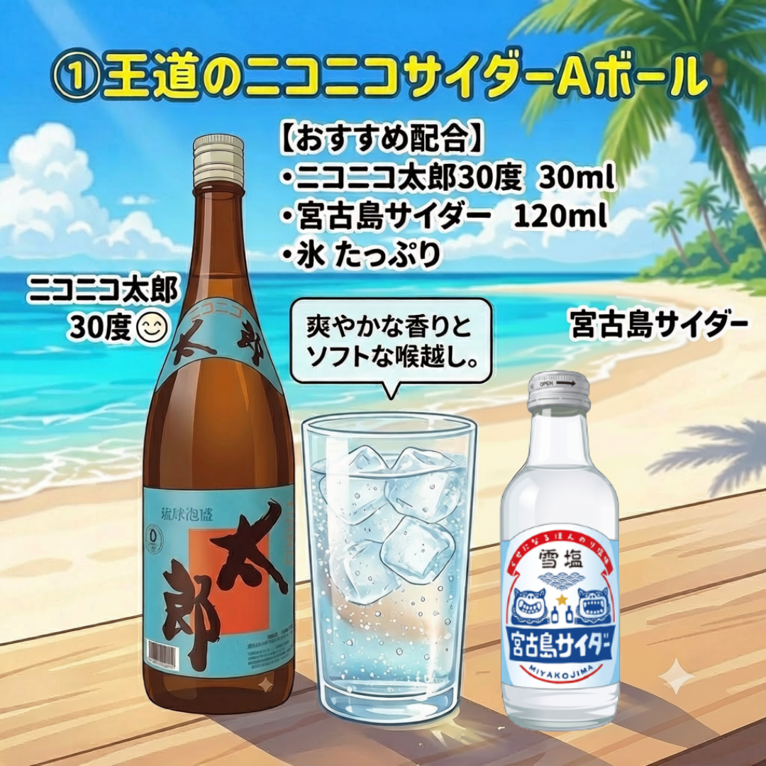 池間酒造の泡盛と宮古島サイダーでつくる  爽快な「ご当地Aボール」！のご紹介①